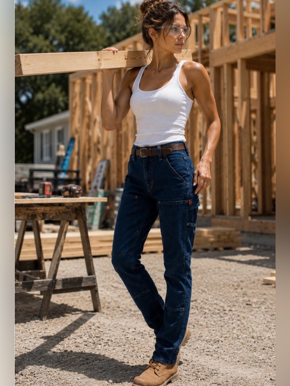 Dovetail Workwear Britt X Hemp Cotton Spandex Carpenter Cargo Work Jean Pant